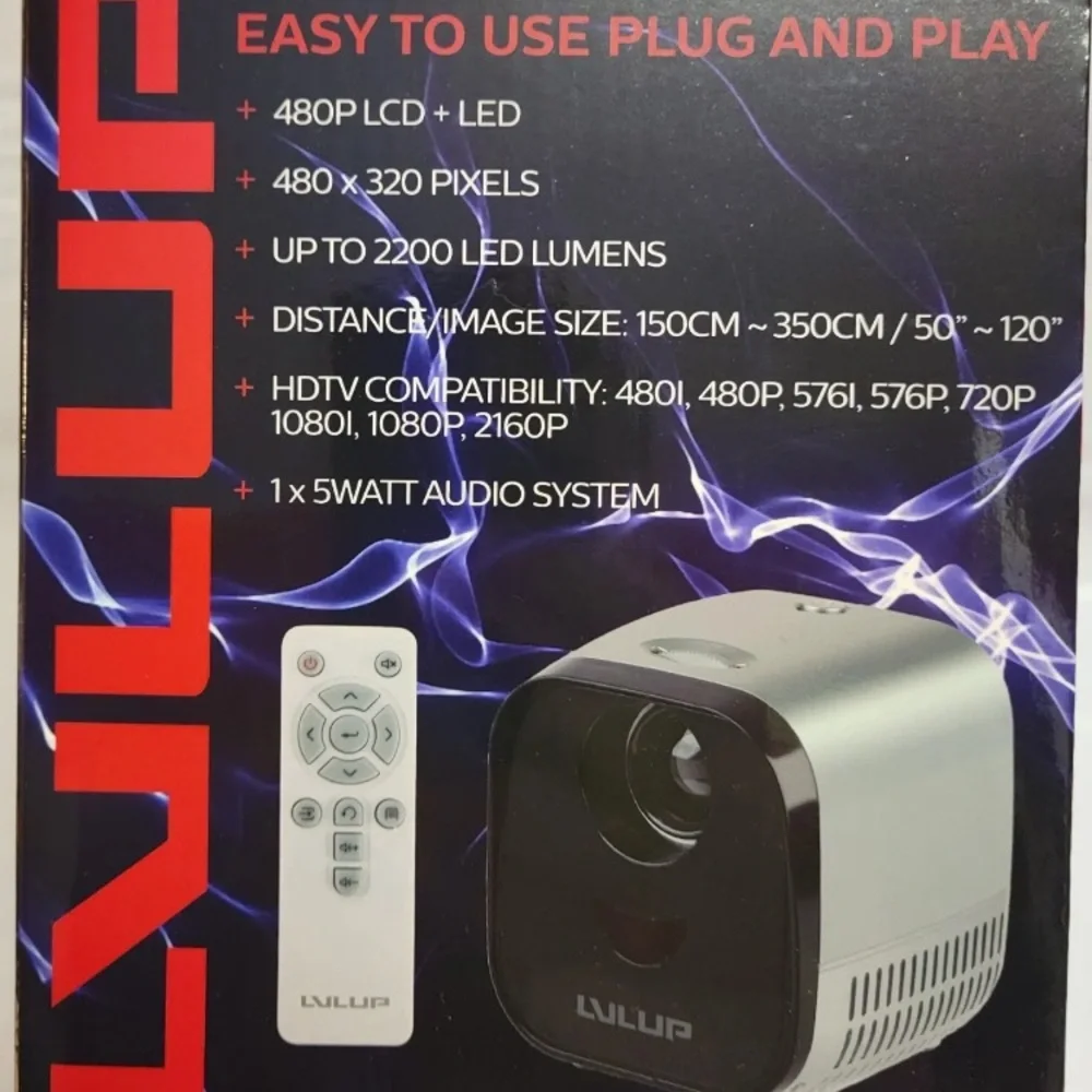 Vivitar Lvlup Gaming Projector Plug & Play LU900-NOC New In Box